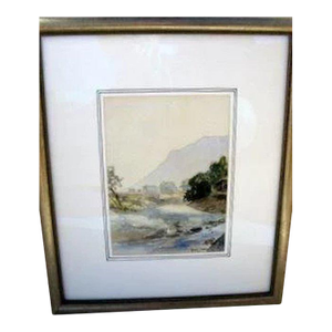 19th Century Mountain Landscape Watercolor Painting by Harvey Otis Young, Framed Signed