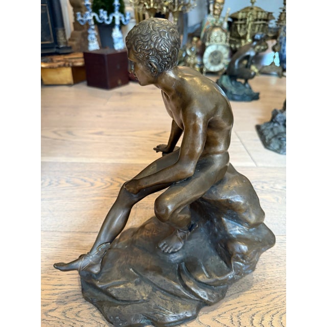 Bronze Sculpture Titled Seated Hermes or Mercury at Rest After Ferdinand Barbedienne. Not Signed. For Sale In Tampa - Image 6 of 9