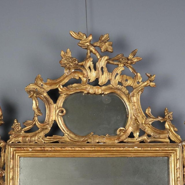 Italian Carved and Gilded Wooden Mirror, 1800s For Sale - Image 4 of 11