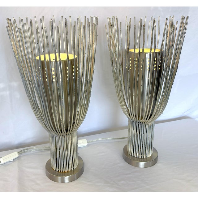 Chrome Modern Z. Gallerie Style Chrome Finish Branch Up-Light Fixtures- A Pair For Sale - Image 8 of 12