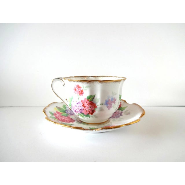 Mid 20th Century Mid 20th Century Vintage Royal Stafford "Carousel" Bone China Lilacs Tea Cup and Saucer For Sale - Image 5 of 11