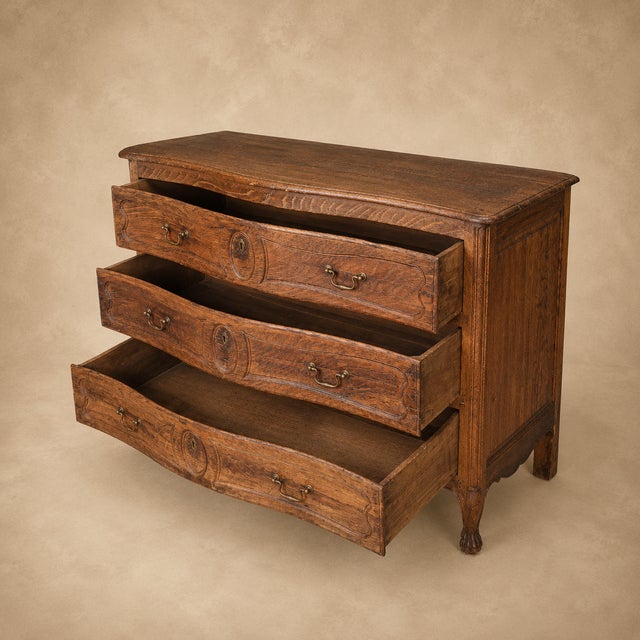 French Provincial 19th Century French Provincial Oak Three Drawer Commode For Sale - Image 3 of 3