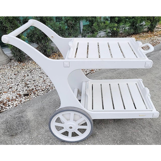 3 wheel indoor/outdoor serving trolley from the French luxury brand Triconfort-the Riviera model. 2 removable slatted...