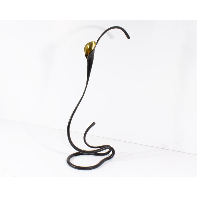 Contemporary Hand-Forged Calla Lily Iron and Brass Candle Holder by Jack Brubaker For Sale - Image 3 of 7