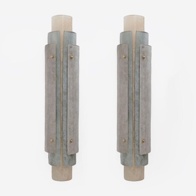 Murano Scavo Glass Wall Lamps with Brass Details, 2000, Set of 2 For Sale - Image 11 of 11