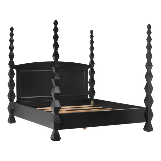 NOIR Brancusi Bed, Queen, Hand Rubbed Black For Sale