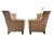 Pair Vintage Henredon Wingback Chairs – Ivory Leather, Geometric Pattern, Nailhead Trim For Sale - Image 15 of 18
