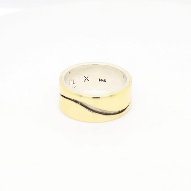 Vintage Mid-Century Modernist Paul Lobel Mixed Metal Gold/Silver Cigar Band Ring For Sale - Image 10 of 10