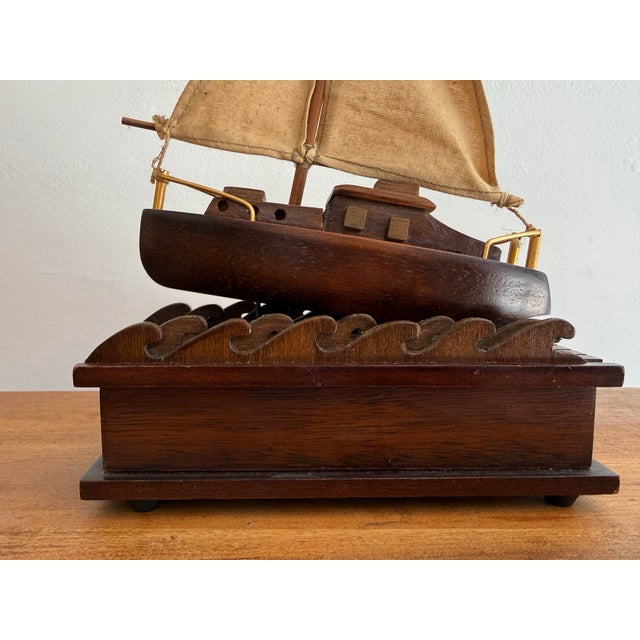 Mid 20th Century Nautical Music Box With Animated Sailboat For Sale - Image 6 of 11