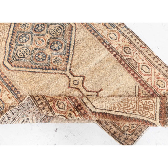 Camel Antique Persian Sarab Handmade Wool Runner For Sale In New York - Image 6 of 7