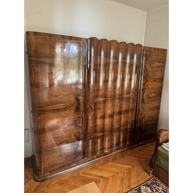 Art Deco Walnut Wardrobe, Central Europe, 1930s For Sale - Image 6 of 10