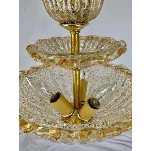 Vintage Venetian Glass 3 Tiered Pendant Light With 5 Lights For Sale - Image 4 of 11