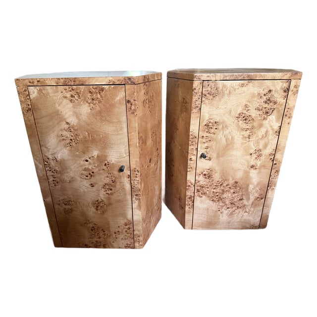 Pair of Park Night Stands in Poplar Burl by Yaniv Chen For Sale