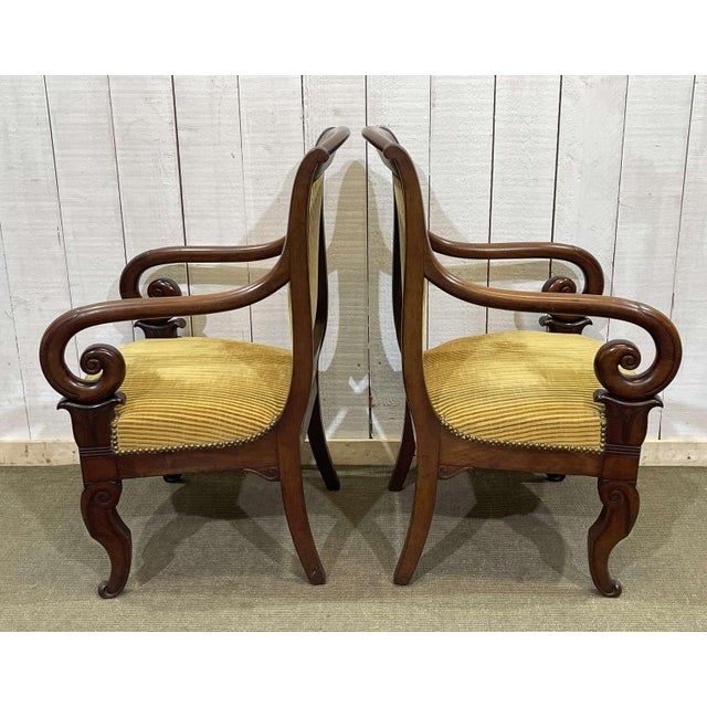 Brown Mahogany Armchairs with Crossbars, 19th Century, Set of 2 For Sale - Image 8 of 18
