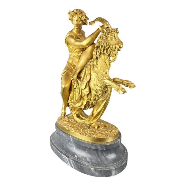 After Philippe-Laurent Roland, Bacchante Riding a Goat, 19th Century, Bronze For Sale