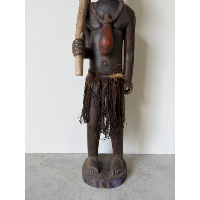 Wood Vintage African Hand-Carved Wood Tribal Figure Sculpture For Sale - Image 7 of 12