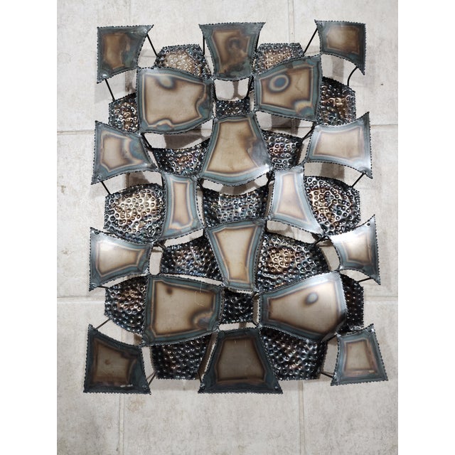 Vintage Brutalist Metal Wall Sculpture | Torch Cut Welded Steel Wall Art | Mid Century Modern Brutalist Decor For Sale - Image 9 of 9