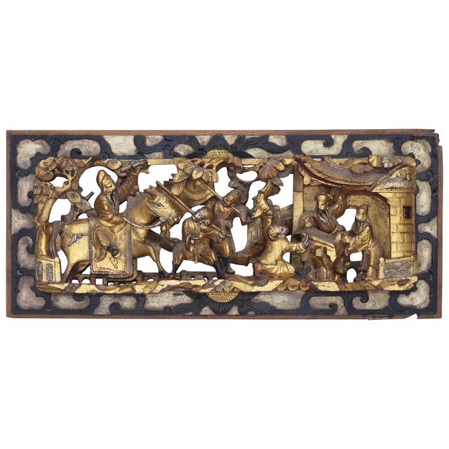 Vintage Chinese Wood Relief For Sale - Image 5 of 5