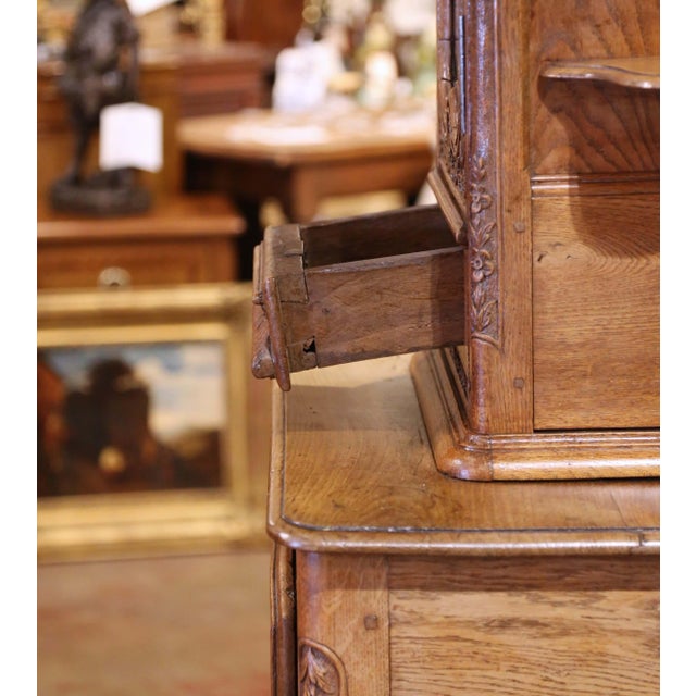 Brown 19th C. French Louis XV Carved Oak Confiturier With Display Top From Normandy For Sale - Image 8 of 14