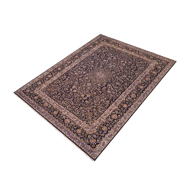 1980s Boho Chic Nahin Blue/Beige Wool Rug - 10'1'' X 12'6'' For Sale - Image 5 of 10