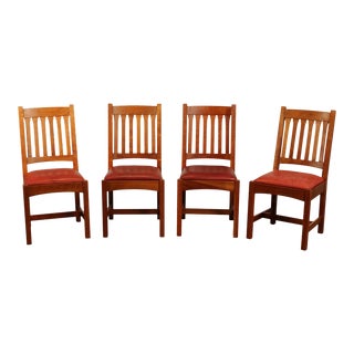 Stickley Mission Collection Set of Four Cherry Cottage Dining Chairs For Sale