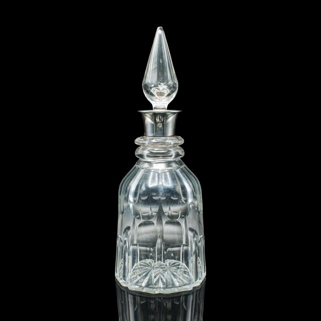 English Vintage Port Decanter, English, Glass, Spirit Vessel, Hallmarked Silver, 1928 For Sale - Image 3 of 12