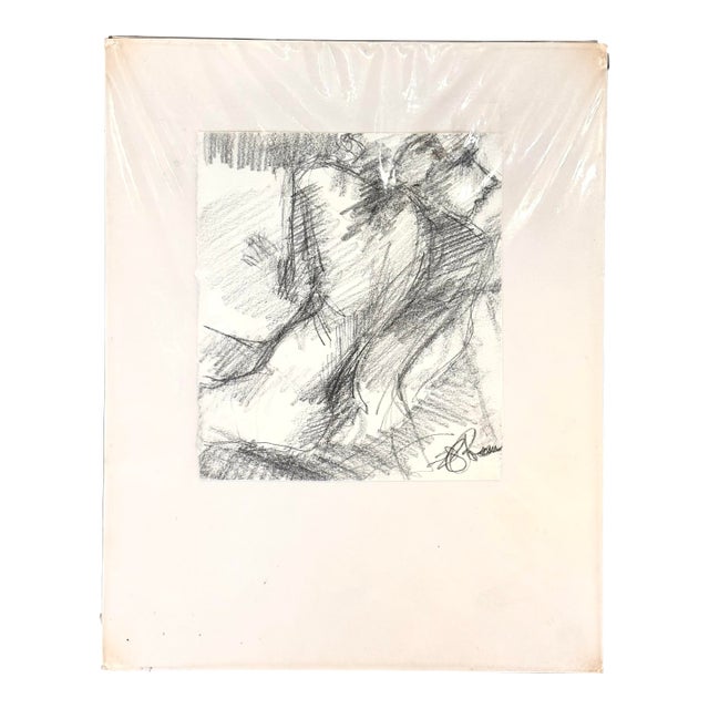 Vintage 60s Graphite Drawing of Back Torso Nude Figure by Ed Rosen For Sale