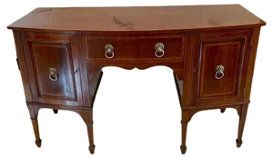 Antique Edwardian Inlaid Mahogany Bow Fronted Sideboard