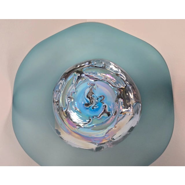 Mid-Century Modern Viz Glass Ocean Dreams Large Nebula Wall Art Platter, 7001bir 20" Blue For Sale - Image 3 of 11