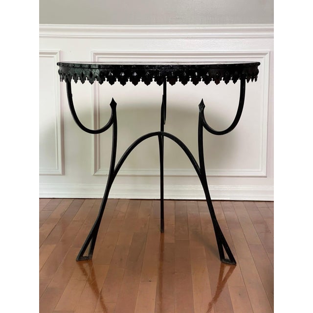 Italian Hand-Painted Ceramic Tile Top Bistro, Side Table With Wrought Iron Base, 1950s For Sale - Image 10 of 15