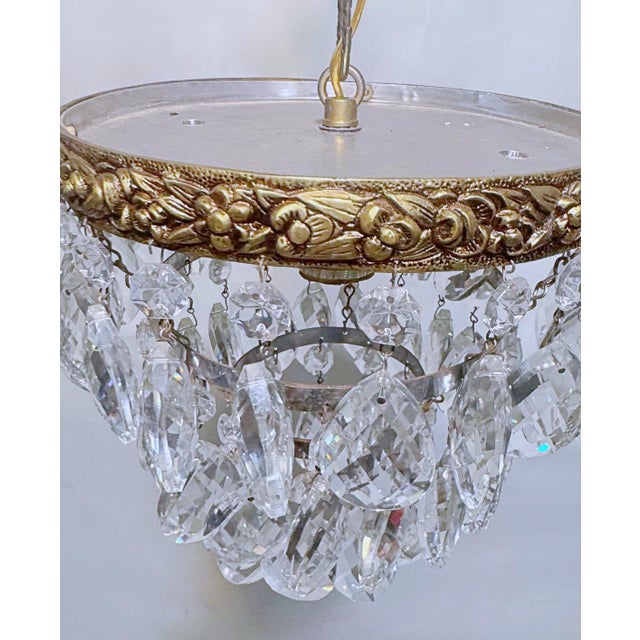 Mid 20th Century Italian Bronze Upside Down Layered Cake Rim Chandelier For Sale - Image 4 of 6