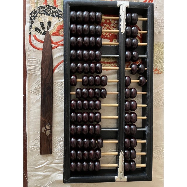 Vintage Hand Carved Wood Desk Set Abacus Expanding Book Rack Letter Opener - Set of 5 For Sale - Image 11 of 15
