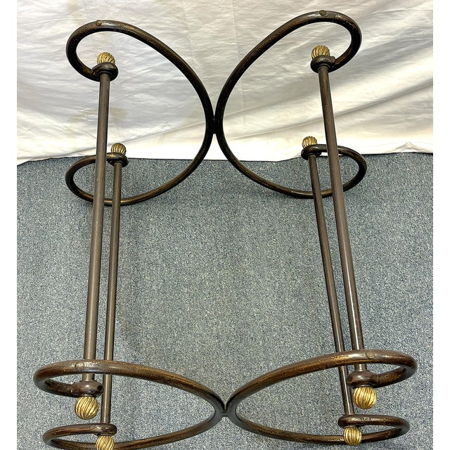 Vintage Scroll Wrought Iron and Brass Square Coffee Table With Beveled Glass Top For Sale - Image 11 of 18