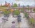 This oil painting captures a dynamic urban landscape, showcasing a view of the Sloss Furnaces and the surrounding area...