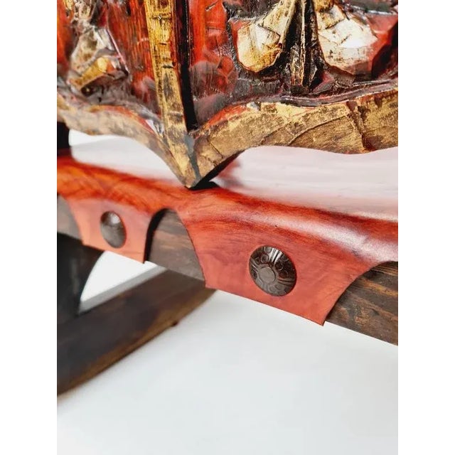 Antique Spanish Hand-Carved Wood Rocking Armchair, 1900s For Sale - Image 12 of 18