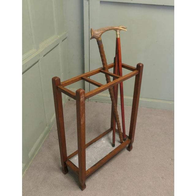 Arts and Crafts Golden Oak Umbrella Stand, 1880 For Sale - Image 3 of 6