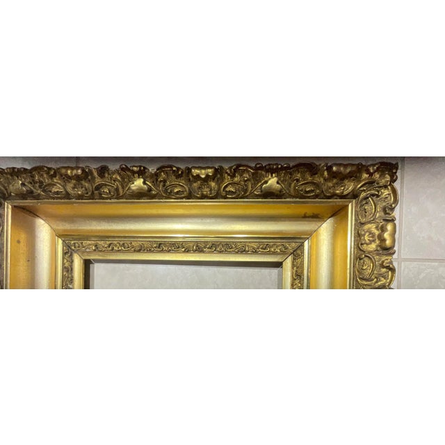 Wood 27”.25 X 19”.5 Antique Gold Leaf Wood Frame For Sale - Image 7 of 13
