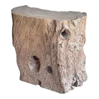 Late 20th Century Buried Teak Wood Pedestal From the Sumatran Rainforest, Modern Organic For Sale