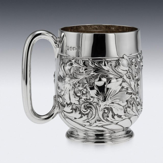 Late 19th Century Antique Victorian Silver Mug, Sheffield, 1897 For Sale - Image 5 of 18