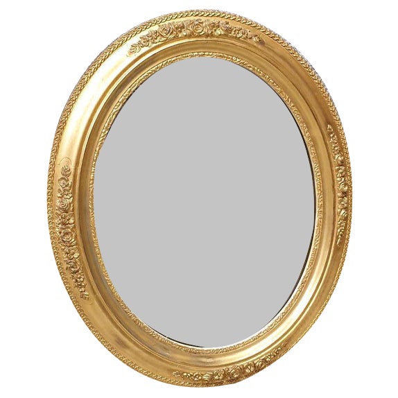 Vintage English Gilt Oval Mirror For Sale