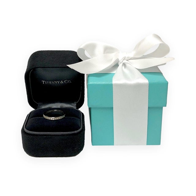 Silver Tiffany & Co. Platinum Half Circle Channel-Set Diamond Band Ring Size 4.25 For Sale - Image 8 of 8