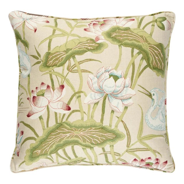 This pillow features Lotus Garden with a self welt finish. Lotus Garden is an enchanting pattern recreated from a 1920s...