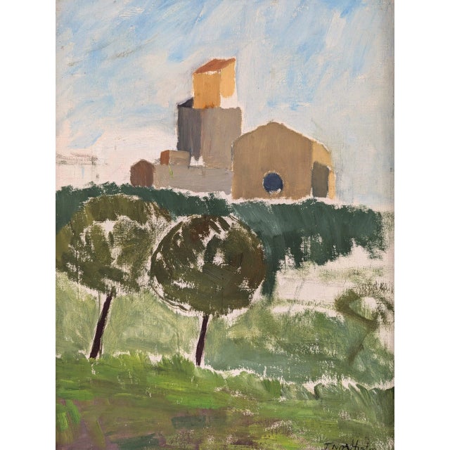 1956 Mid-Century Modern "Sant Pol De Mar" Vintage Oil Painting, Framed For Sale - Image 9 of 10