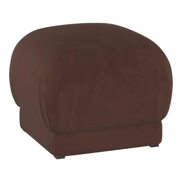 Lyra Ottoman in Chocolate Classic Velvet For Sale