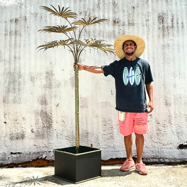 Vintage Coastal Italian Tole Metal Palm Tree For Sale In West Palm - Image 6 of 8