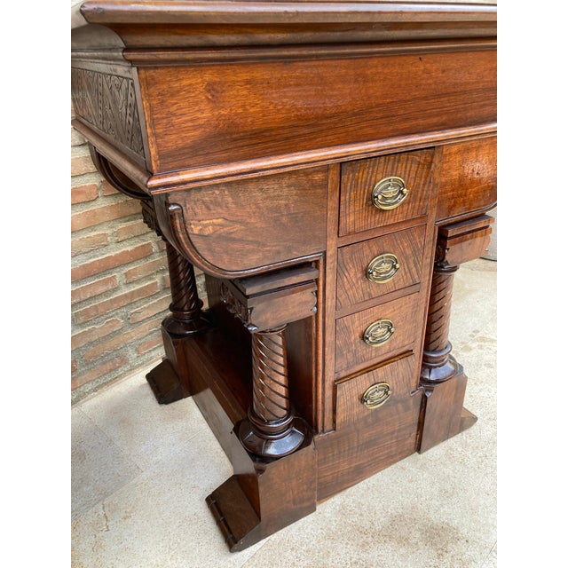 Pair of Spanish Empire Revival Console Tables with Spiral Columns, 1890s For Sale - Image 9 of 17