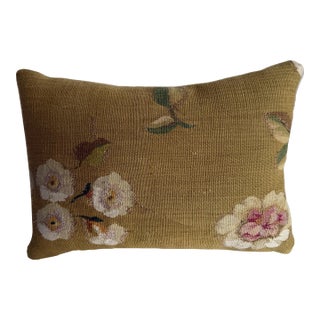 Antique French Aubusson Floral Tapestry Pillow, Circa 1850 For Sale