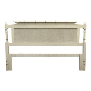 Vintage Henry Link Mid-Century Faux Bamboo Pagoda Silhouette Queen Headboard For Sale