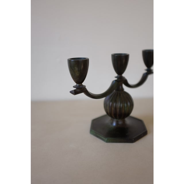 Small Gab Bronze Candleholder For Sale - Image 4 of 6