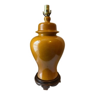 Amber Ceramic Ginger Jar Lamp For Sale